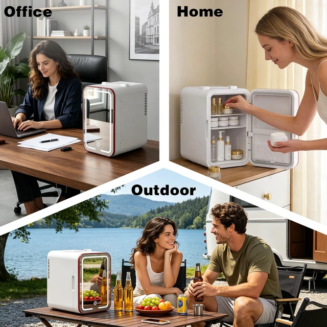 Alt view image 7 of 7 - YLFU Mini Skincare Fridge for Bedroom, 6L Portable Cooler & Warmer, White