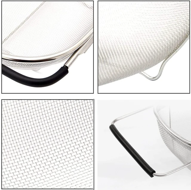 Alt view image 4 of 7 - AJIODA Over The Sink Colander, 4 Quarts Stainless Steel Oval Colander with Expandable Rubber Grip Handle, Fine Mesh Strainer Baskets Kitchen Colanders for Strain, Drain, Rinse Vegetable, Fruits, Black