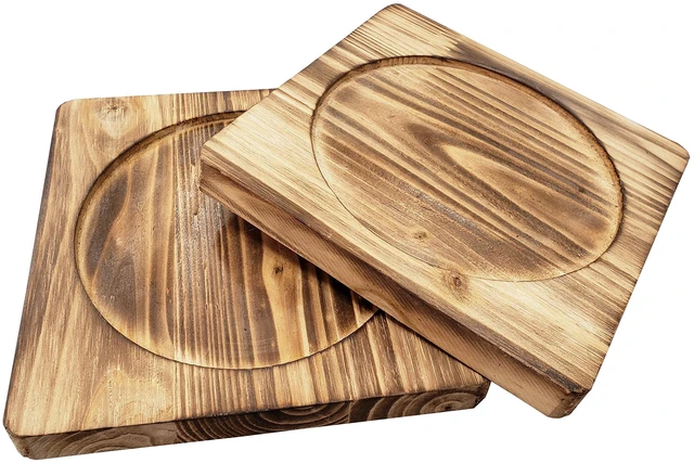 Main image of Square Wood Underliner/Trivet for Cast Iron/Hot Dish Sunrise Kitchen Supply (7" x 7") - Pack of 2