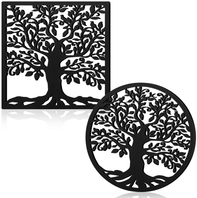 Main image of Beeveer 2 Pcs 2 Pcs Cast Iron Trivet for Hot Dishes Metal Tree Trivet Set