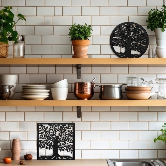 Alt view image 2 of 6 - Beeveer 2 Pcs 2 Pcs Cast Iron Trivet for Hot Dishes Metal Tree Trivet Set