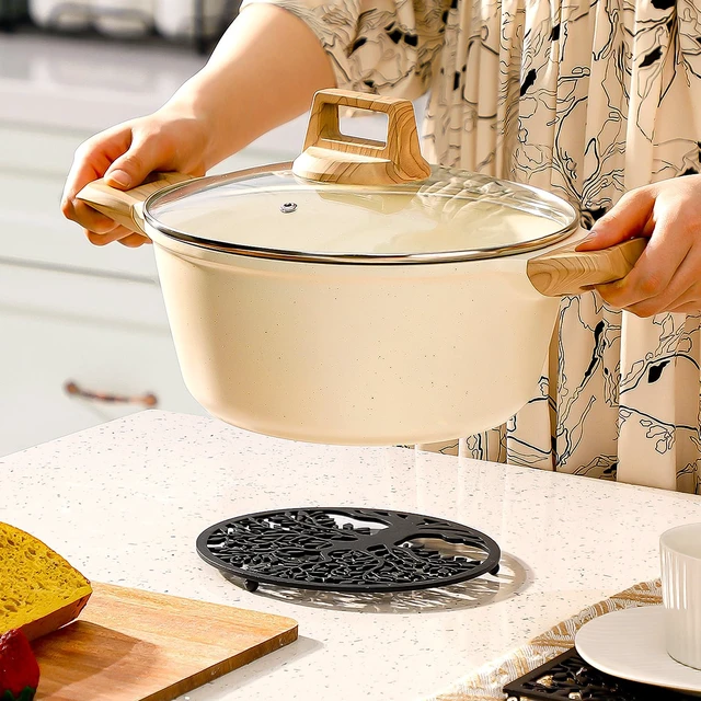 Alt view image 4 of 6 - Beeveer 2 Pcs 2 Pcs Cast Iron Trivet for Hot Dishes Metal Tree Trivet Set