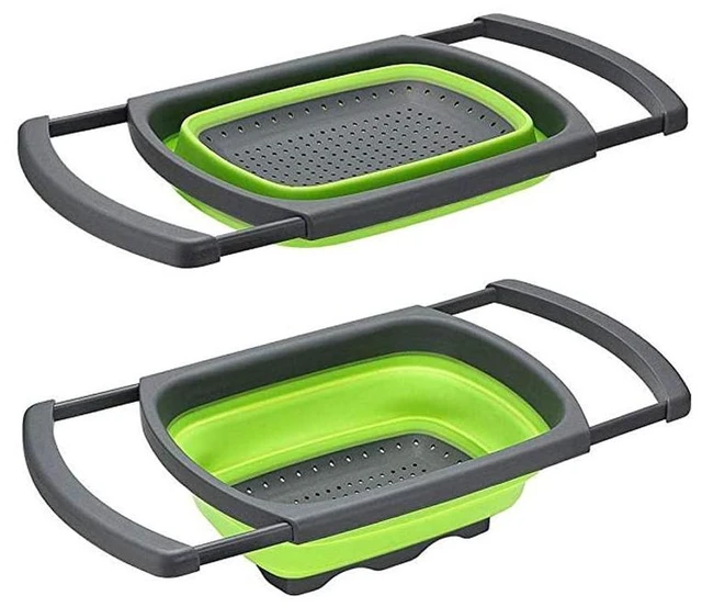 Alt view image 2 of 5 - Collapsible over sink Colander Combo Pack 15.55 x 10.2 x 1.7