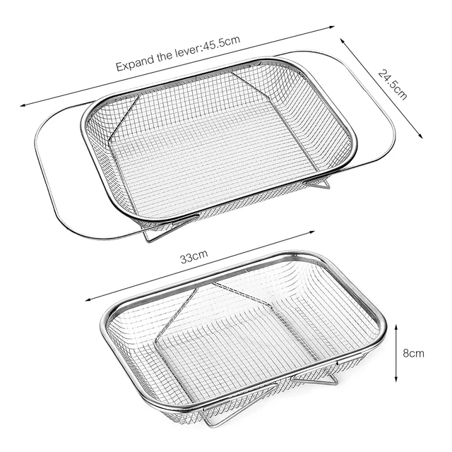 Alt view image 2 of 7 - Over The Sink Colander with Fine Mesh Strainer,Stainless Steel Expandable Grips Sink Colander Basket for Kitchen Sink (L-33 * 24.5 * 8cm)