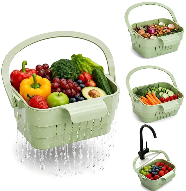 Main image of Foldable Hanging Sink Drain Basket Stretchable Kitchen Colander