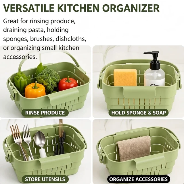 Alt view image 5 of 6 - Foldable Hanging Sink Drain Basket Stretchable Kitchen Colander
