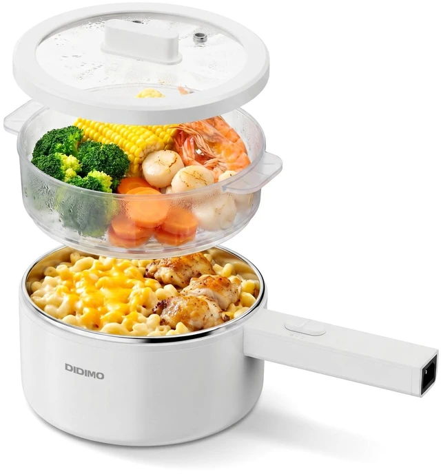 Main image of Electric Hot Pot, 1.8Qt Portable Electric Ramen Cooker with Steamer