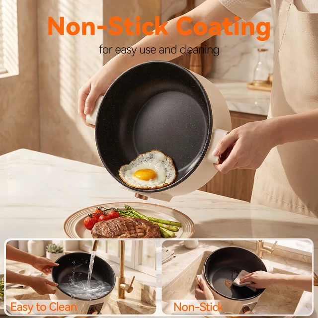 Alt view image 5 of 7 - 5L Hot Pot Electric, 1300W Non-Stick Electric Pot for Cooking, Dual Power