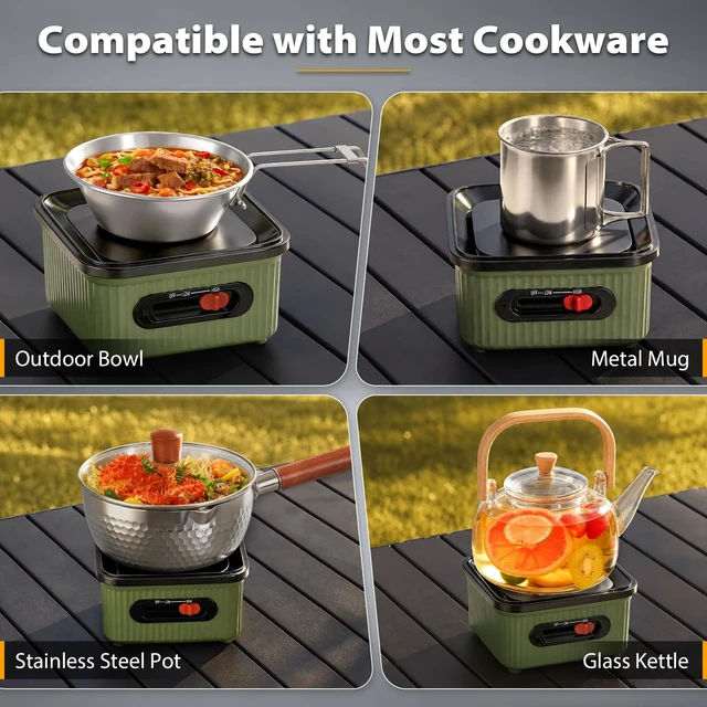 Alt view image 7 of 7 - GEERTOP AMOS Electric Hot Pot, Portable 1.3L Multi-Cooker with Cookware Set