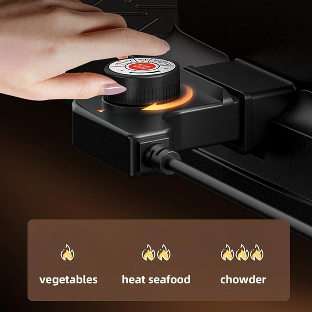 Alt view image 4 of 7 - AORAN Smokeless Electric Hot Pot & Grill Combo, Large 9.5"x29" Non-Stick Design, 3 Adjustable Heat Levels, Easy to Clean,Includes Brushes, Tongs & Paper