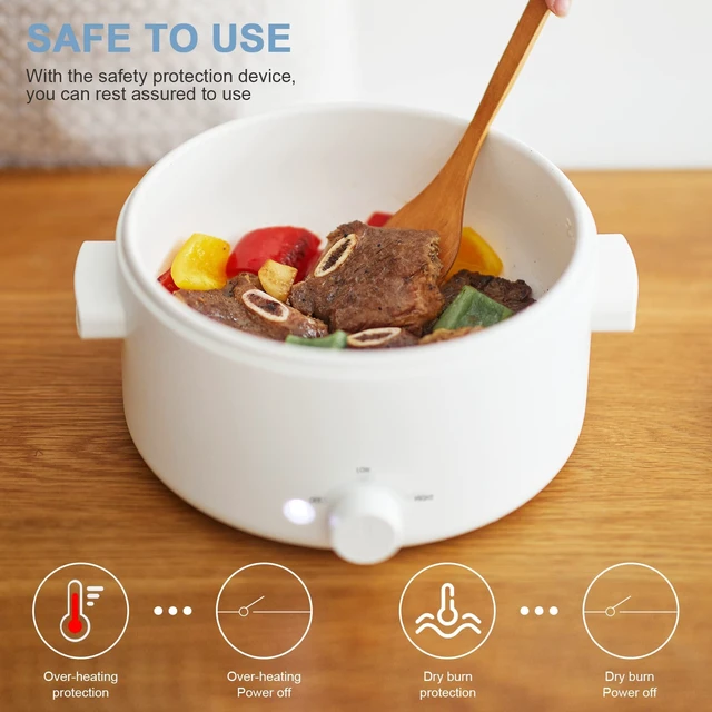 Alt view image 2 of 7 - Electric Hot Pot, 2L Dual Power Multi-Functional Electric Cooker