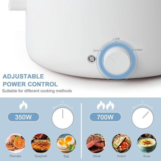 Alt view image 3 of 7 - Electric Hot Pot, 2L Dual Power Multi-Functional Electric Cooker