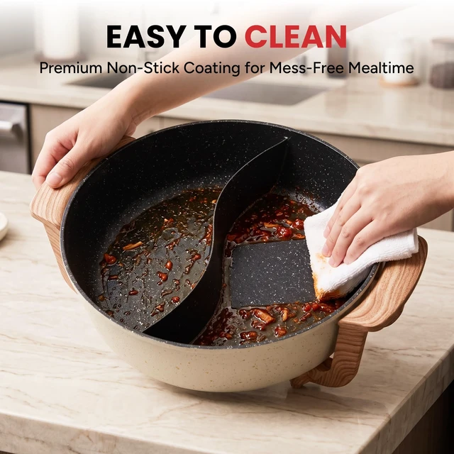 Alt view image 5 of 7 - FOWO 1500W Fast Heating Electric Hot Pot, Large 6L Shabu Shabu Pot
