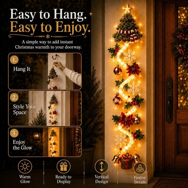 Alt view image 3 of 7 - Glowing Christmas Door Hanger, Lighted Christmas Snowman Holiday Decor