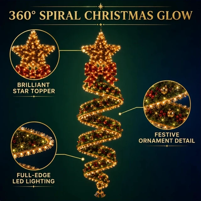 Alt view image 7 of 7 - Christmas Magic Spiral Hanging LED Light Collection (B)
