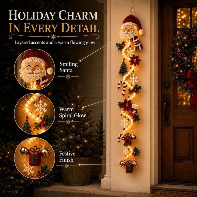 Alt view image 5 of 7 - Glowing Christmas Door Hanger, Lighted Christmas Snowman Holiday Decor