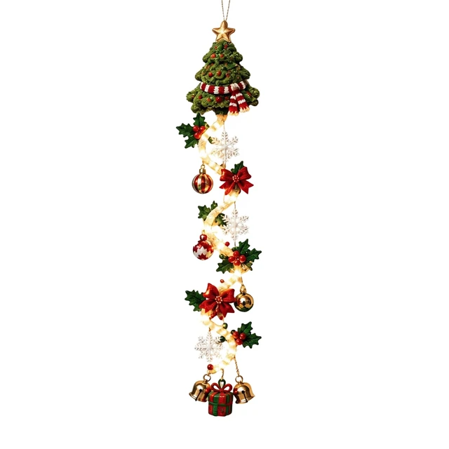Alt view image 6 of 7 - Christmas Weath, Glowing Christmas Door Hanger with Warm Lights,Tree