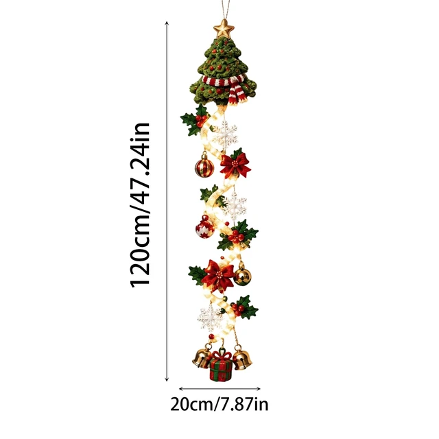 Alt view image 7 of 7 - Christmas Weath, Glowing Christmas Door Hanger with Warm Lights,Tree