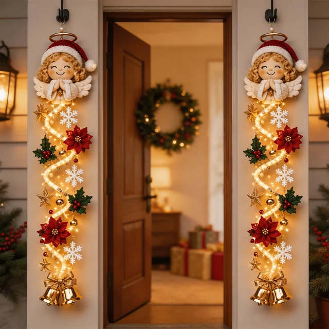 Alt view image 3 of 4 - Glowing Christmas Door Hanger, Christmas Light dercor in Door Angel