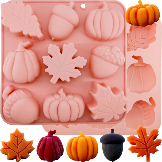 Main image of 2Pcs 3D Pumpkin Silicone Mold Fall Silicone Mold Halloween Thanksgiving Candy Mold Autumn Maple Leaf Acornshape Chocolate Candy Cake Pan Baking Tray Molds for Cake Decoration upcake Toppers Resin Cand