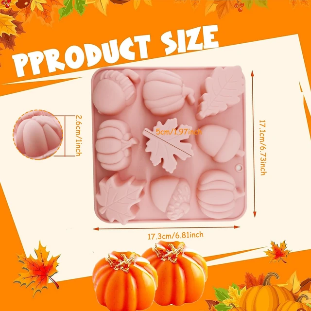 Alt view image 2 of 7 - 2Pcs 3D Pumpkin Silicone Mold Fall Silicone Mold Halloween Thanksgiving Candy Mold Autumn Maple Leaf Acornshape Chocolate Candy Cake Pan Baking Tray Molds for Cake Decoration upcake Toppers Resin Cand