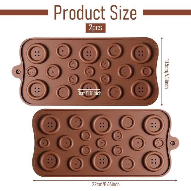 Alt view image 2 of 7 - 2 Pcs Button Silicone Chocolate Molds Candy Silicone Molds Button Silicones Mold Resin Jewelry Mold Epoxy Resins Moldes for Chocolate Cake Decoration DIY Crafts