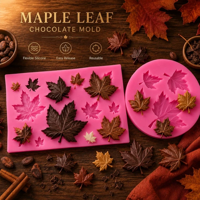 Alt view image 3 of 7 - 8Pcs Fall Harvest Thanksgiving Silicone Mold Set Pumpkin Maple Leaves Acorn Chocolate Fondant Molds Thanksgiving Fall Theme Food Grade Silicone Molds for Making Cupcake Chocolate Cookie Fondant Decor