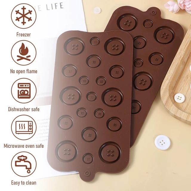 Alt view image 3 of 7 - 2 Pcs Button Silicone Chocolate Molds Candy Silicone Molds Button Silicones Mold Resin Jewelry Mold Epoxy Resins Moldes for Chocolate Cake Decoration DIY Crafts