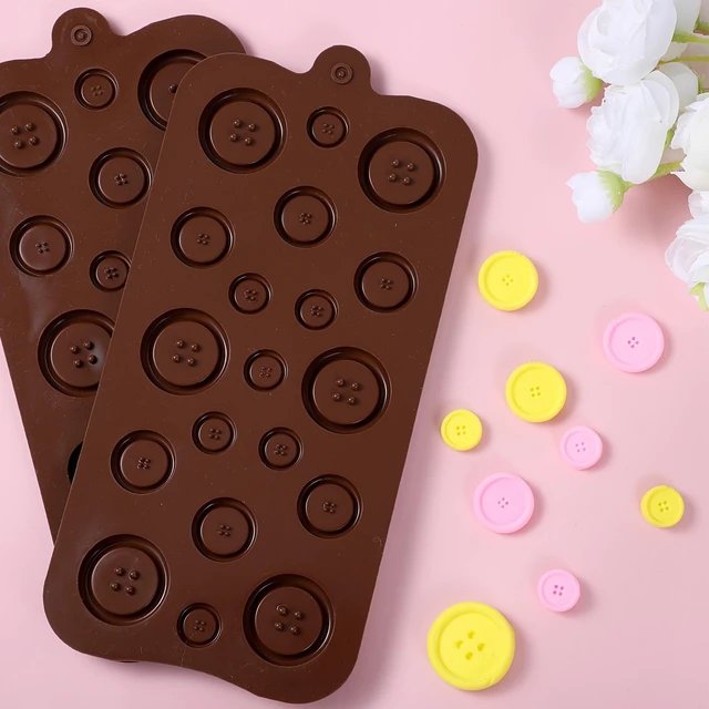 Alt view image 4 of 7 - 2 Pcs Button Silicone Chocolate Molds Candy Silicone Molds Button Silicones Mold Resin Jewelry Mold Epoxy Resins Moldes for Chocolate Cake Decoration DIY Crafts