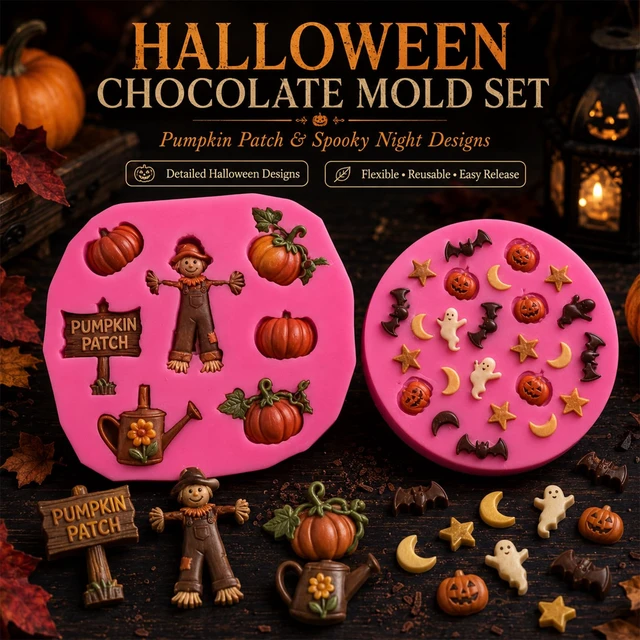 Alt view image 4 of 7 - 8Pcs Fall Harvest Thanksgiving Silicone Mold Set Pumpkin Maple Leaves Acorn Chocolate Fondant Molds Thanksgiving Fall Theme Food Grade Silicone Molds for Making Cupcake Chocolate Cookie Fondant Decor