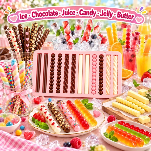 Alt view image 6 of 7 - 2PCS Non-stick Pretzel Silicone Mold Chocolate Rod Stick Mold for Bakers Parents Hobbyists Beginners Chocolate Strip Professionals Home Kitchen Apartment School Party