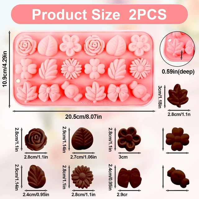 Alt view image 3 of 7 - 2PCS Flower Shape Floral Silicone Candy Molds