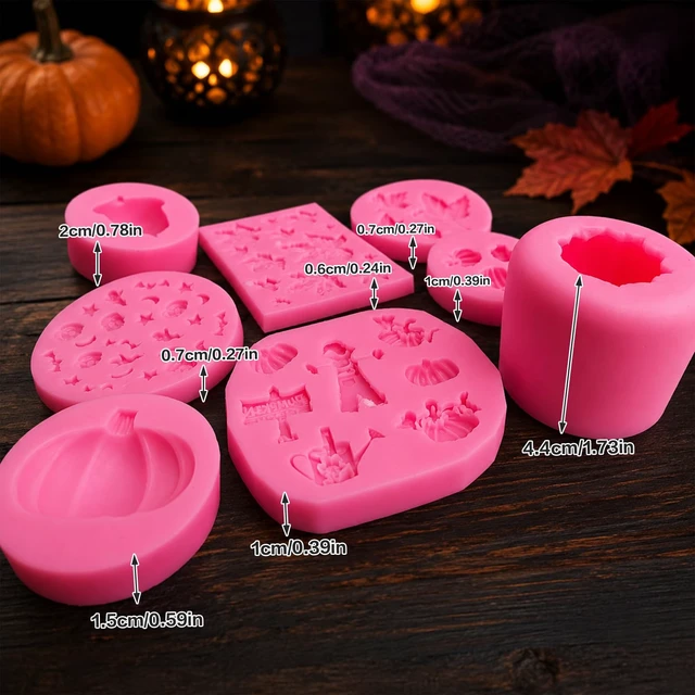 Alt view image 6 of 7 - 8Pcs Fall Harvest Thanksgiving Silicone Mold Set Pumpkin Maple Leaves Acorn Chocolate Fondant Molds Thanksgiving Fall Theme Food Grade Silicone Molds for Making Cupcake Chocolate Cookie Fondant Decor
