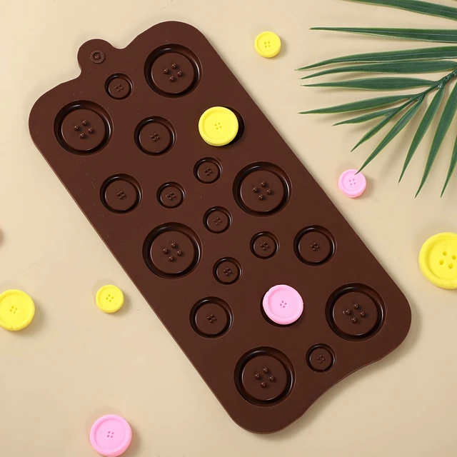 Alt view image 7 of 7 - 2 Pcs Button Silicone Chocolate Molds Candy Silicone Molds Button Silicones Mold Resin Jewelry Mold Epoxy Resins Moldes for Chocolate Cake Decoration DIY Crafts
