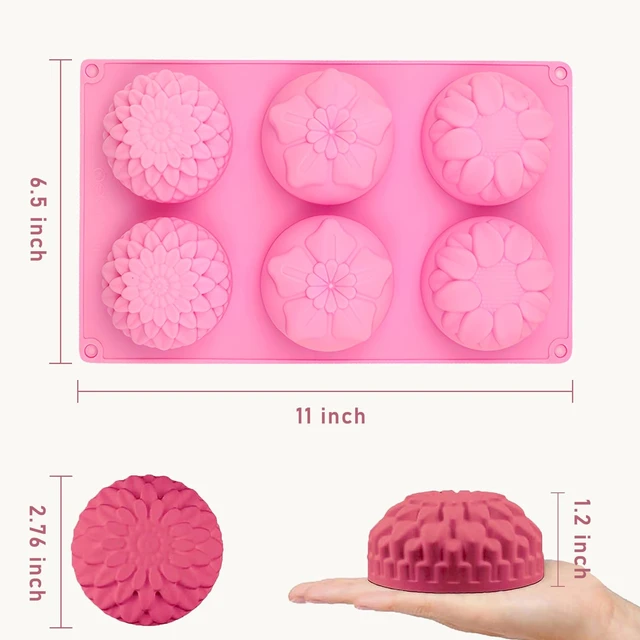 Alt view image 4 of 7 - Silicone Soap Molds, different Cavities Soap Mold with Different Shapes, Perfect for Soap Making, Handmade Cake Chocolate Desserts Biscuit Pudding Teacake Jelly (3 Pack - Flower)