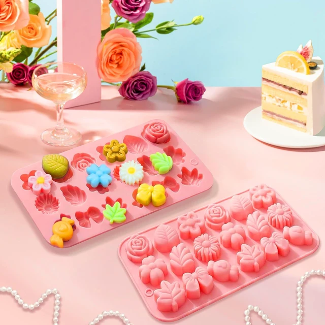 Alt view image 6 of 7 - 2PCS Flower Shape Floral Silicone Candy Molds