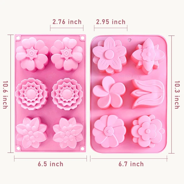 Alt view image 5 of 7 - Silicone Soap Molds, different Cavities Soap Mold with Different Shapes, Perfect for Soap Making, Handmade Cake Chocolate Desserts Biscuit Pudding Teacake Jelly (3 Pack - Flower)