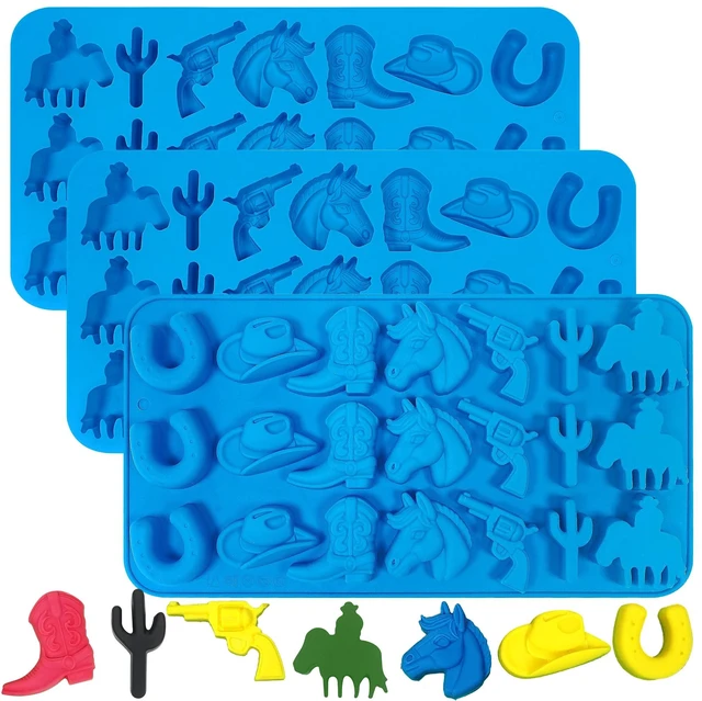 Main image of Sidosir 3Pcs Cowboy Chocolate Silicone Molds, Western Theme Cowboy Horse Boots Hat Mold for Baking, Cowboy Gummy Candy Mold for Cupcake Decorations (Cowboy Molds)