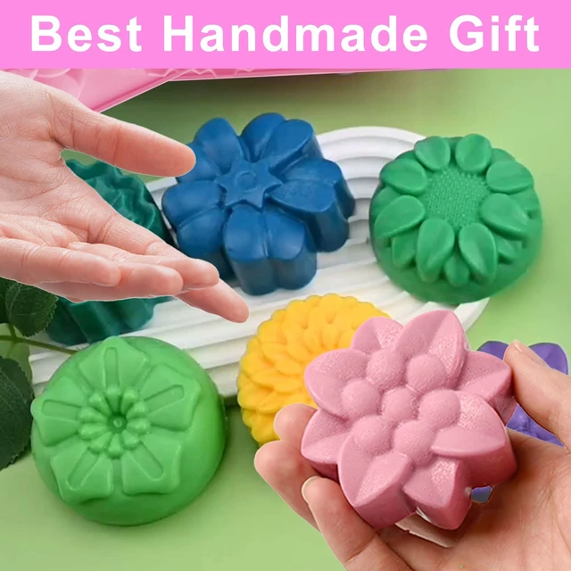 Alt view image 7 of 7 - Silicone Soap Molds, different Cavities Soap Mold with Different Shapes, Perfect for Soap Making, Handmade Cake Chocolate Desserts Biscuit Pudding Teacake Jelly (3 Pack - Flower)