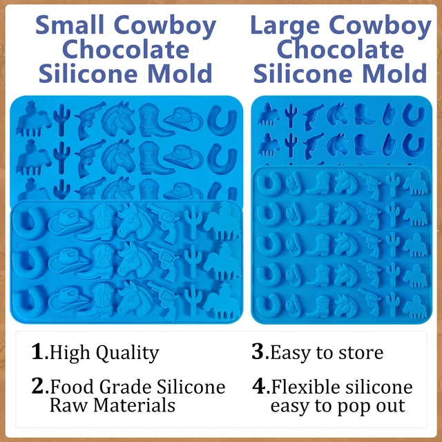 Alt view image 3 of 7 - Sidosir 3Pcs Cowboy Chocolate Silicone Molds, Western Theme Cowboy Horse Boots Hat Mold for Baking, Cowboy Gummy Candy Mold for Cupcake Decorations (Cowboy Molds)