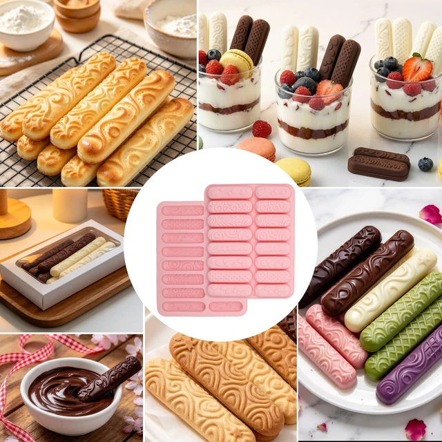 Alt view image 3 of 7 - 2 PCS Finger Biscuit Silicone Chocolate Molds, 16-Cavitys Bars Baking Mould