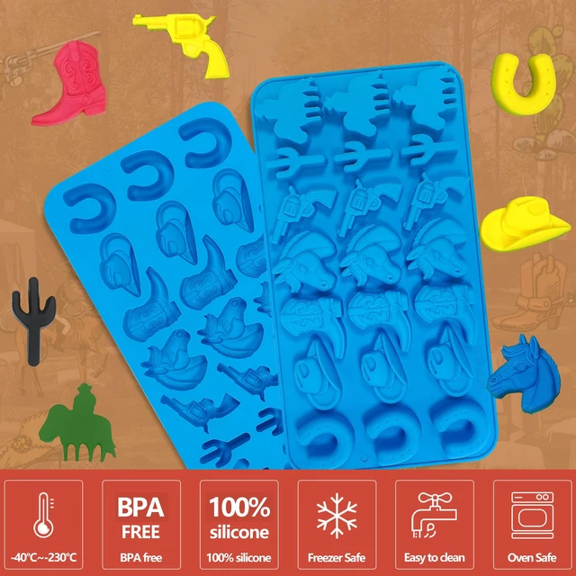 Alt view image 4 of 7 - Sidosir 3Pcs Cowboy Chocolate Silicone Molds, Western Theme Cowboy Horse Boots Hat Mold for Baking, Cowboy Gummy Candy Mold for Cupcake Decorations (Cowboy Molds)