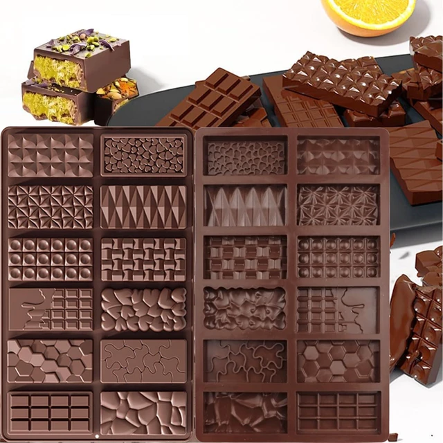 Main image of 2Pcs Chocolate Bar Mold,12 Cavities Non-Stick Chocolate for Stuffed Pistachio Bars, Silicone Molds For Baking,Break Apart Candy Molds for Cake Decorations