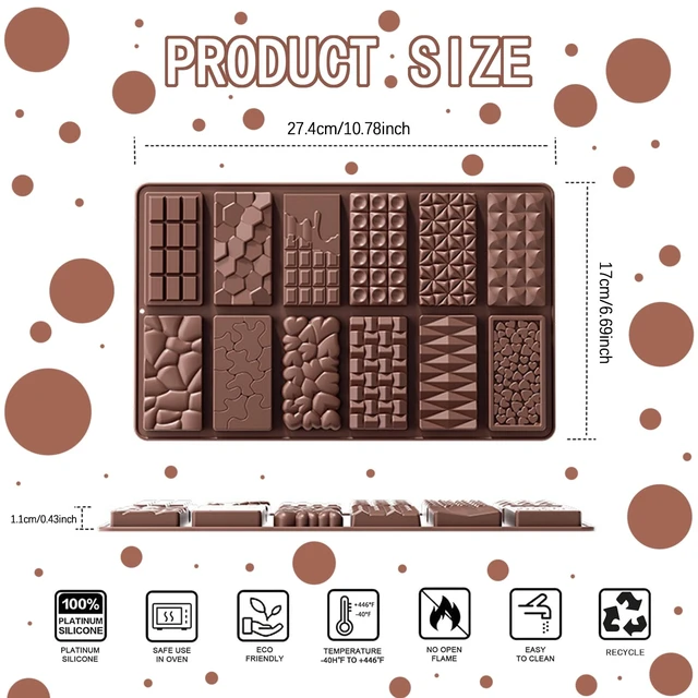 Alt view image 2 of 7 - 2Pcs Chocolate Bar Mold,12 Cavities Non-Stick Chocolate for Stuffed Pistachio Bars, Silicone Molds For Baking,Break Apart Candy Molds for Cake Decorations