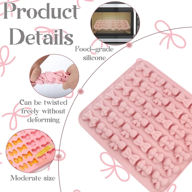 Alt view image 3 of 7 - 2PCS Bow Chocolate Silicone Molds, Mini Bowknot Mould Butterfly Tie Silicone Molds for Candy, Candy, Gummy, Sugar, Biscuit, Cookie, Cake Decorating, Cupcake Topper