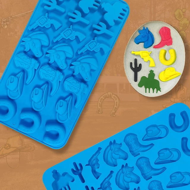 Alt view image 7 of 7 - Sidosir 3Pcs Cowboy Chocolate Silicone Molds, Western Theme Cowboy Horse Boots Hat Mold for Baking, Cowboy Gummy Candy Mold for Cupcake Decorations (Cowboy Molds)