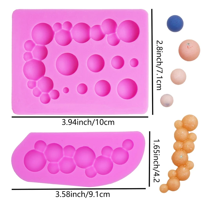 Alt view image 2 of 7 - 3D Pearl Chocolate Molds, Bubbles Ball Pearl Border Silicone Molds, Semi Sphere Cake Decorating Baking Molds for Birthday Cupcake Topper Candy Gum Cookie Dessert Clay Resin DIY Craft Set of 2