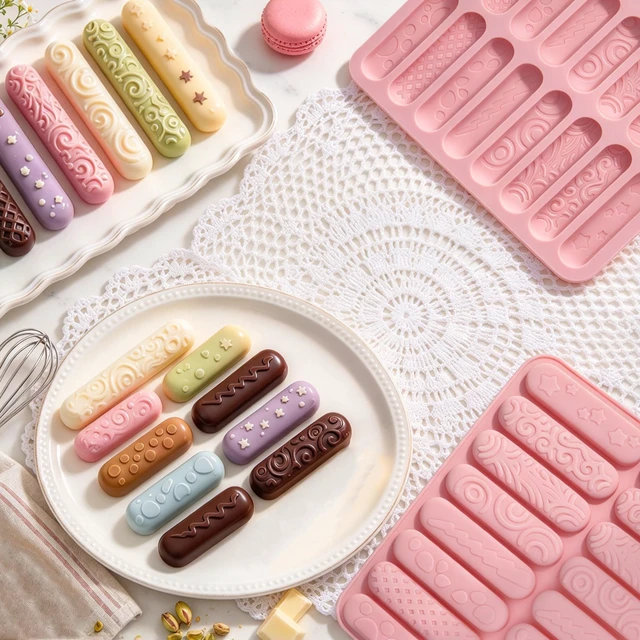Alt view image 7 of 7 - 2 PCS Finger Biscuit Silicone Chocolate Molds, 16-Cavitys Bars Baking Mould