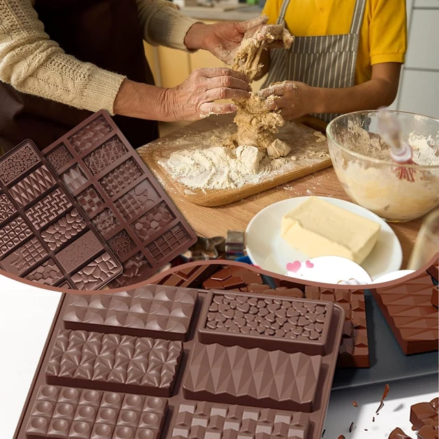 Alt view image 6 of 7 - 2Pcs Chocolate Bar Mold,12 Cavities Non-Stick Chocolate for Stuffed Pistachio Bars, Silicone Molds For Baking,Break Apart Candy Molds for Cake Decorations