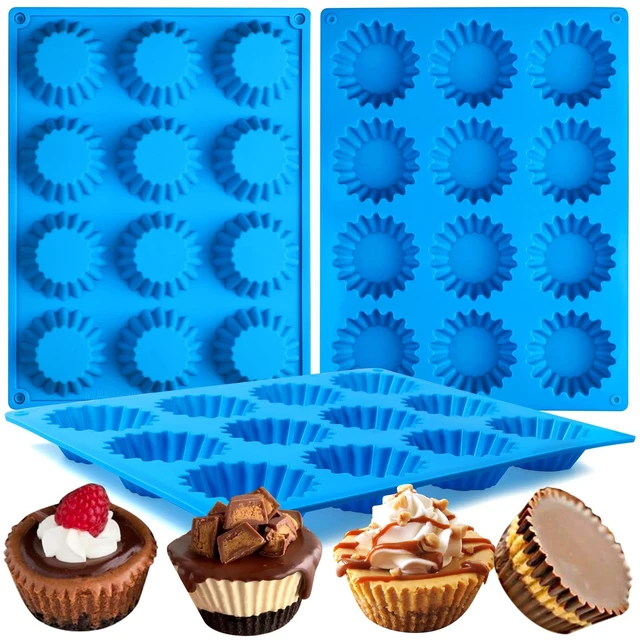 Main image of Sidosir 3pcs Peanut Butter Cup Mold, Silicone Mini Tart Pan for Bite Size Fat Bombs, Silicone Chocolate Candy Mold for Brownie (Peanut Butter Cup)